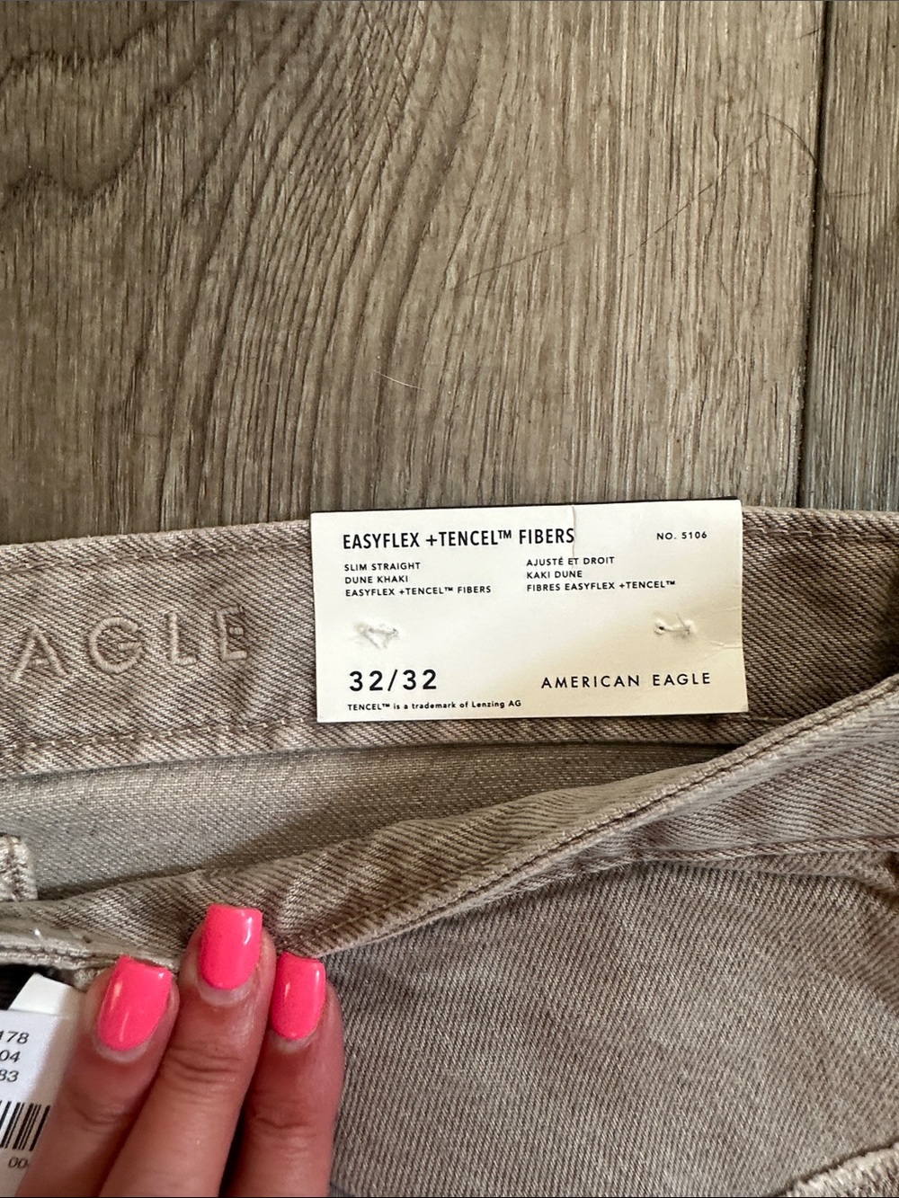 NWT American Eagle Outfitters Mens Slim Straight Jeans in Light Taupe 32x32 - Picture 2 of 6